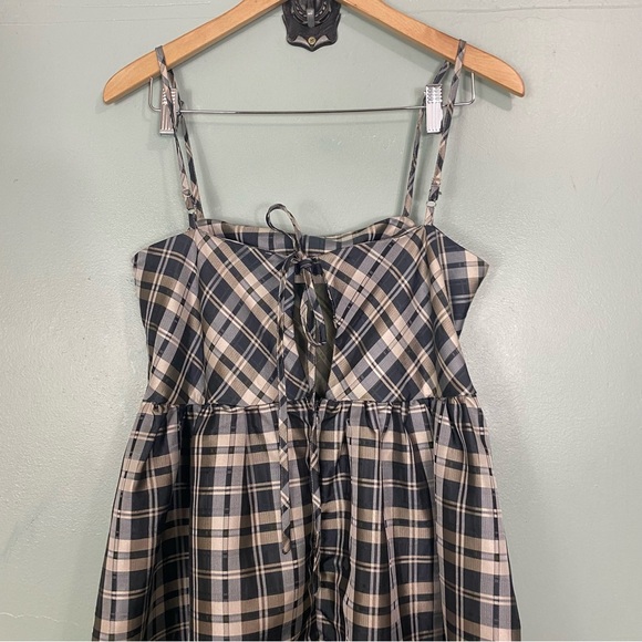 Sister Jane Cosmic Check Plaid Midi Dress Black & Beige Medium - Picture 5 of 7
